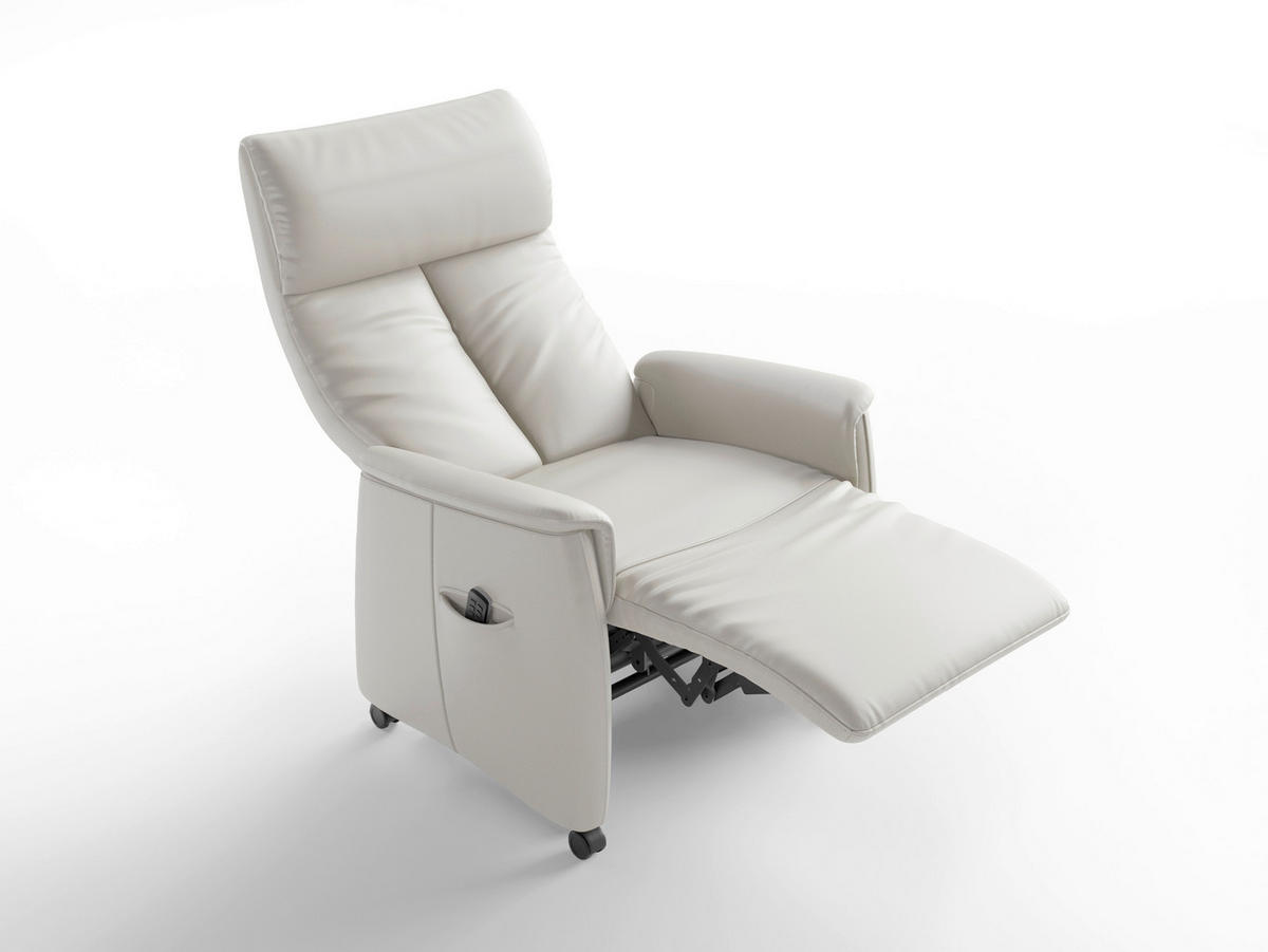 RELAXAČNÉ KRESLO, koža, biela - čierna/biela, Basics, koža/plast (76/110/84cm) - Sit & More