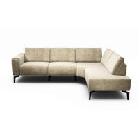 ECKSOFA Cosy Naturfarben Samt  - Schwarz/Naturfarben, Design, Textil/Metall (256/193cm) - SENSOO
