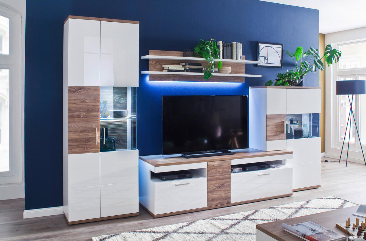 TV-ELEMENT 180/55/50 cm  - Eichefarben/Weiß, Design, Holzwerkstoff/Metall (180/55/50cm) - Livetastic