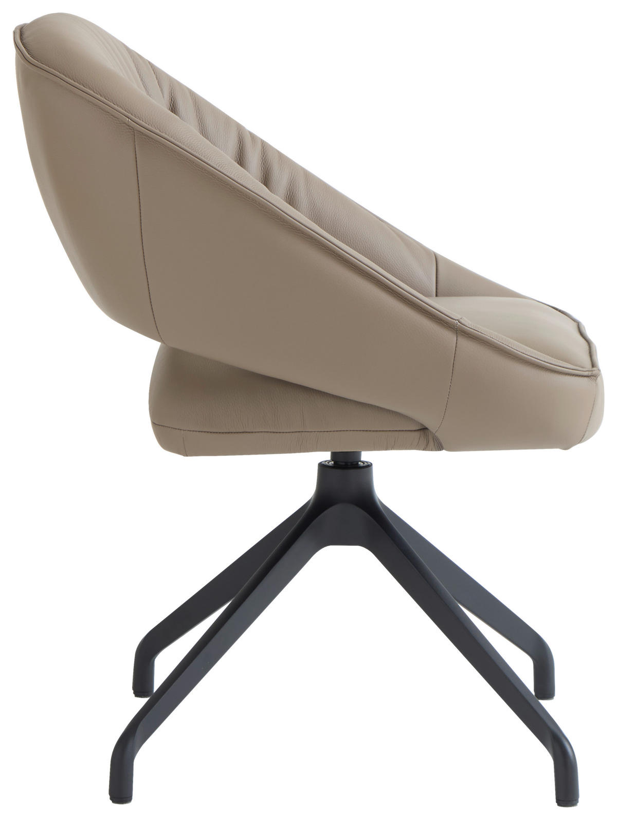 ARMLEHNSTUHL  Sitzfläche 360° drehbar, automatische Rückholfunktion  Echtleder  - Beige/Schwarz, Design, Leder/Metall (61/81/66cm) - Dieter Knoll