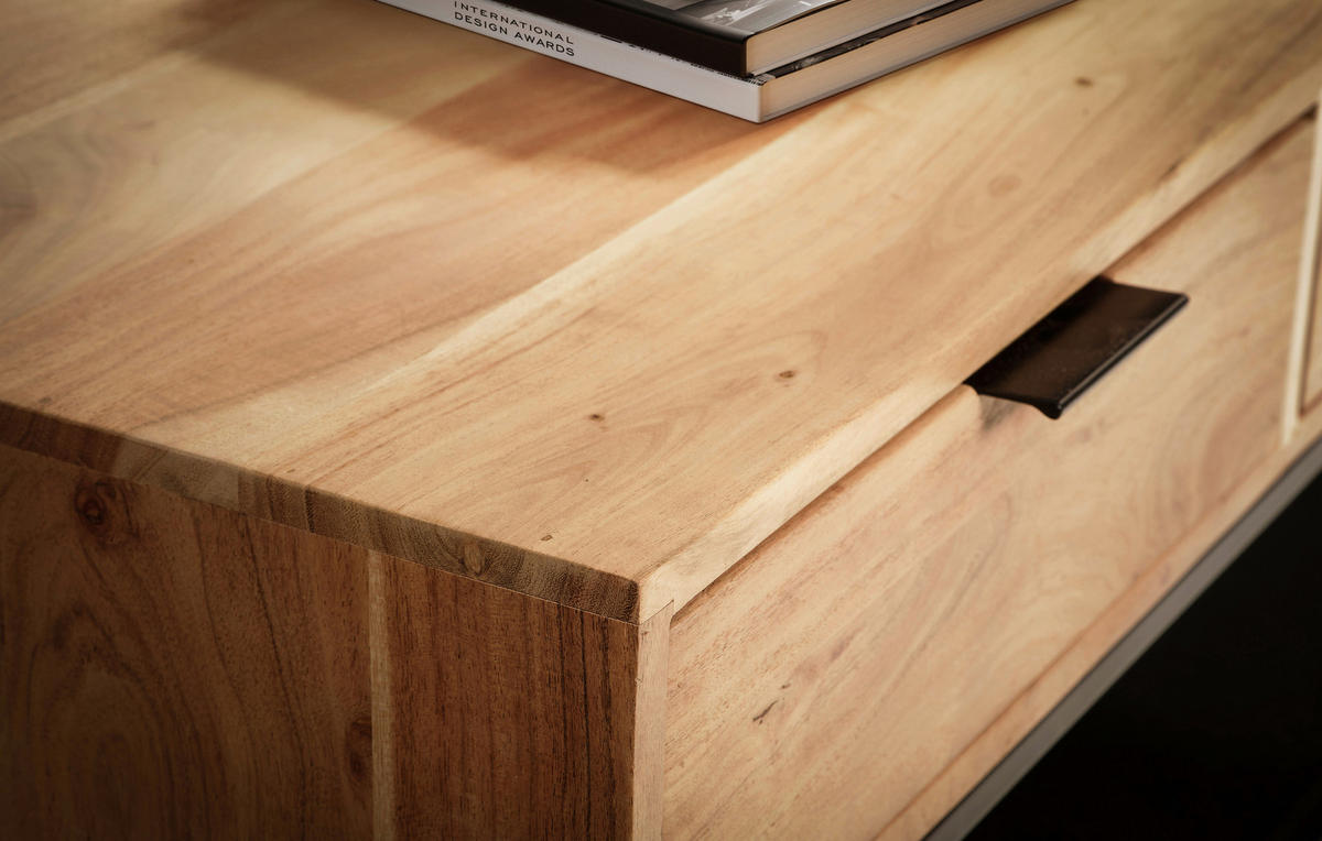 COUCHTISCH in Holz 90/50/40 cm  - Schwarz/Akaziefarben, Design, Holz/Metall (90/50/40cm) - MID.YOU