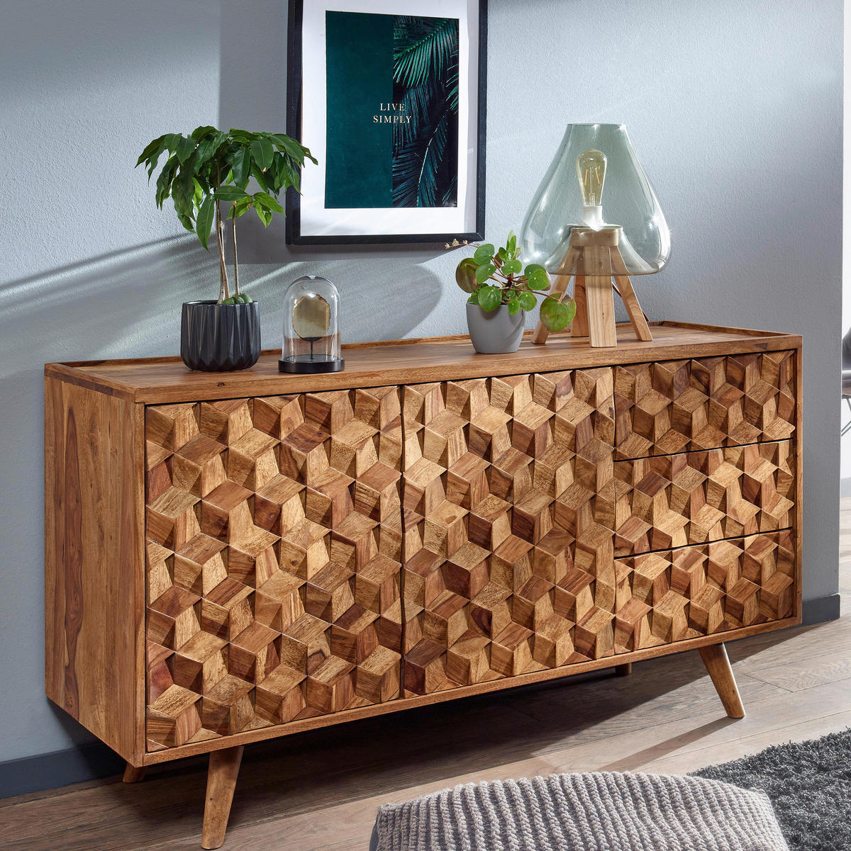 SIDEBOARD  in 138/76/45 cm  - Sheeshamfarben, Design, Holz (138/76/45cm) - MID.YOU