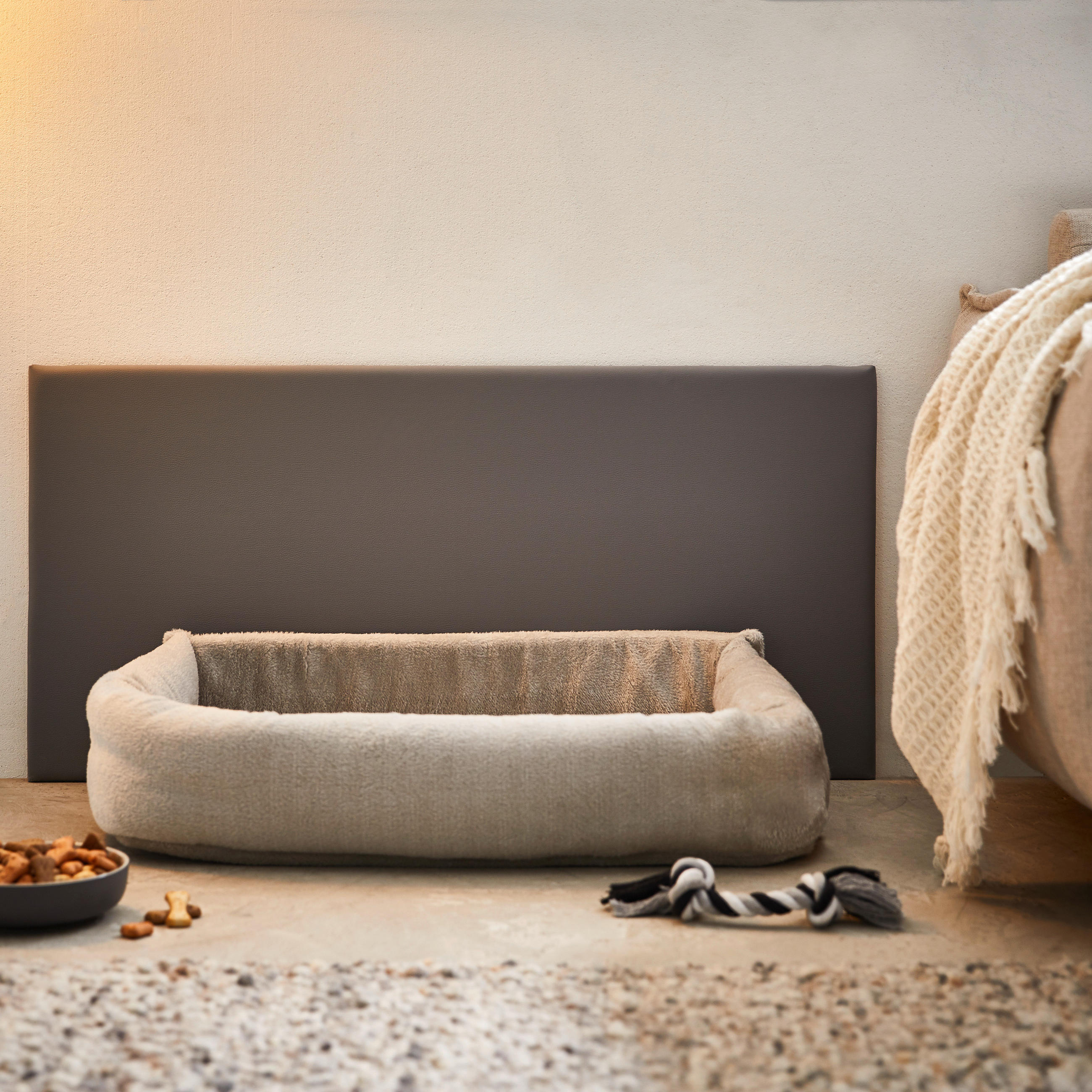 Thumbnail - Wandschoner, Grau, Holz, Textil, Uni, rechteckig, 50x3x100 cm, pflegeleicht, Tiermöbel