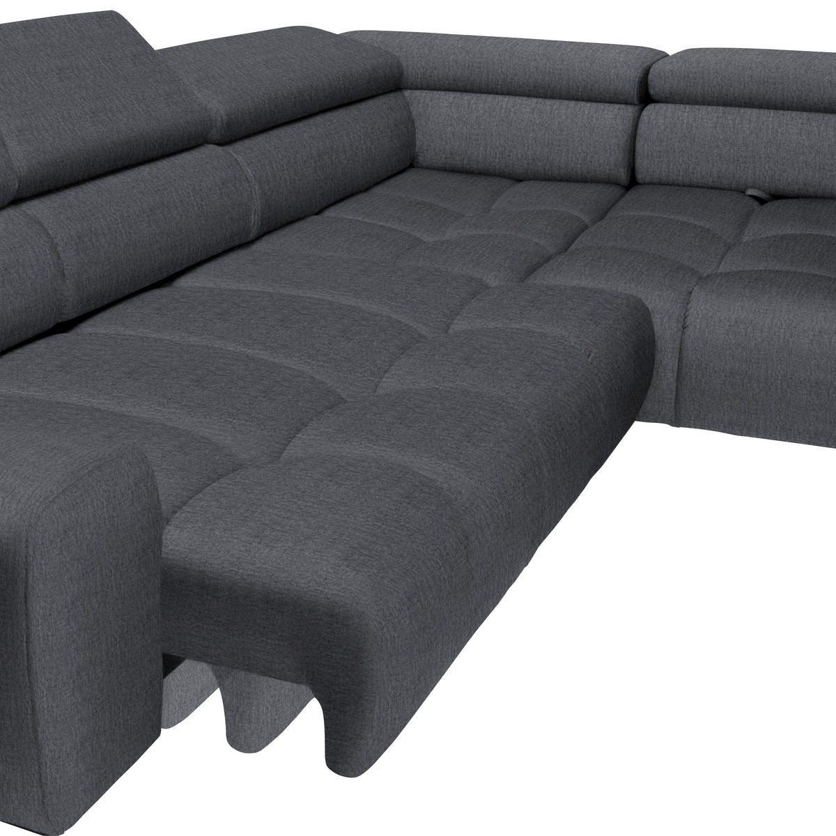 ECKSOFA Grau Samt, Webstoff  - Schwarz/Grau, Design, Textil/Metall (300/216cm) - Welnova