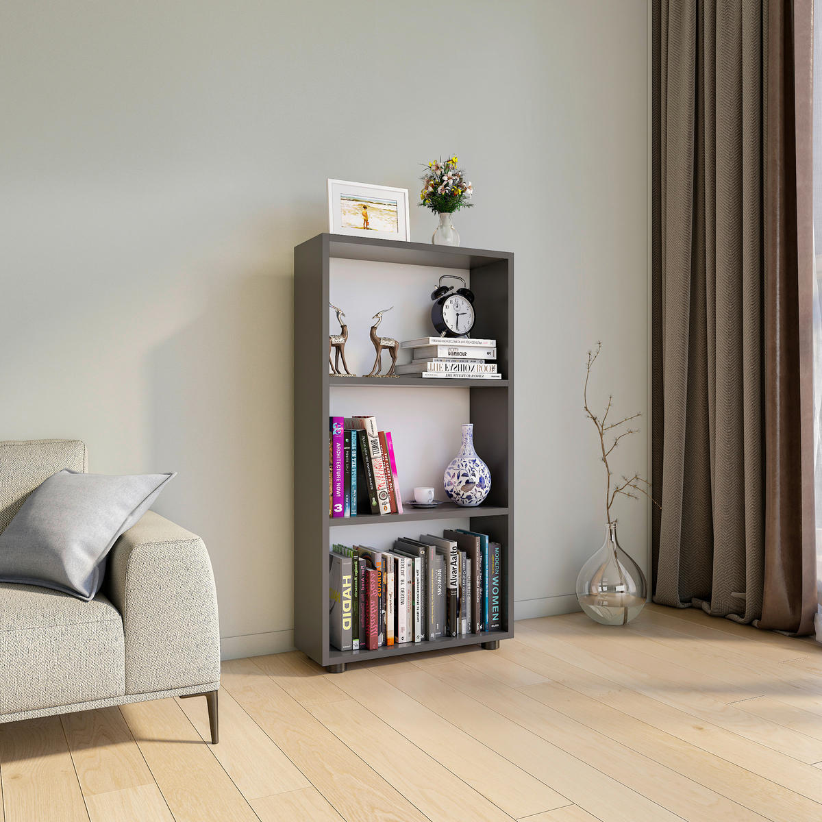 REGAL Anthrazit  - Anthrazit/Schwarz, MODERN, Holzwerkstoff/Kunststoff (56/108/20cm) - MID.YOU
