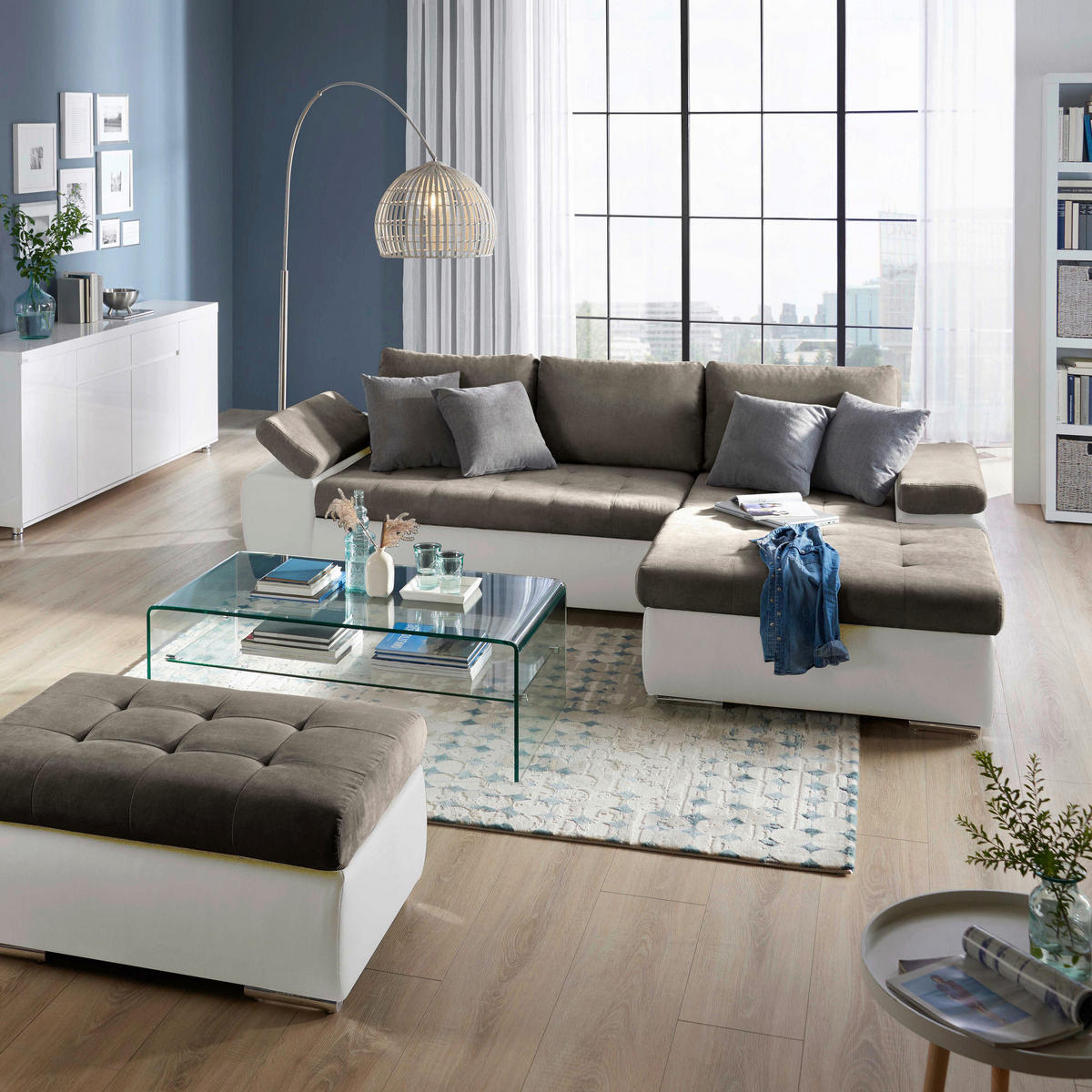ECKSOFA JOY I -EXKLUSIV- TOP- - Beige/Weiß, Design, Kunststoff/Textil (271/175cm) - Xora