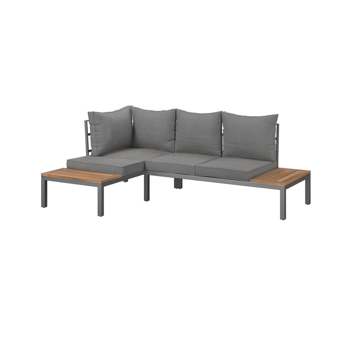 LOUNGEGARNITUR  138/207 cm  Akazie vollmassiv Stahl  - Braun/Grau, MODERN, Holz/Metall (138/207cm) - Ambia Garden