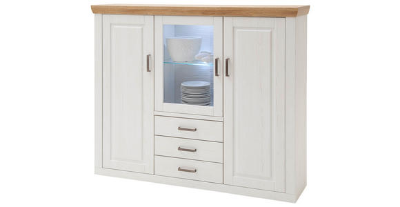 HIGHBOARD Brixen in 163/142/40 cm - Eichefarben/Schwarz, Design, Glas/Holzwerkstoff (163/142/40cm) - Landscape