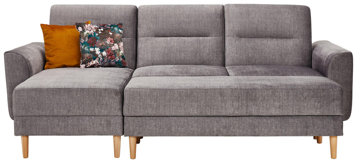 HOCKER in Textil Grau  - Naturfarben/Grau, Modern, Holz/Textil (135/48/57cm) - Max Winzer