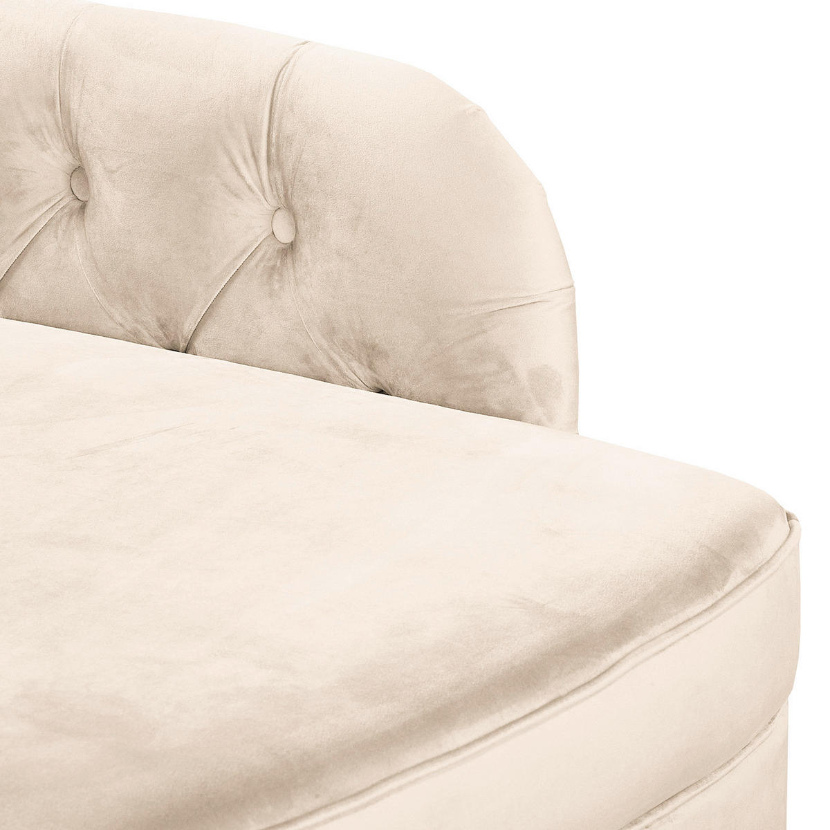 RÉCAMIERE Pako in Samt Creme  - Creme/Braun, Design, Holz/Textil (185/93/75cm) - Livetastic