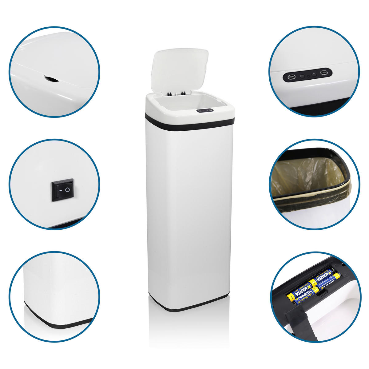 ABFALLSAMMLER 50 l  Metall  - Schwarz, Basics, Kunststoff/Metall (32/83/24cm) - MID.YOU