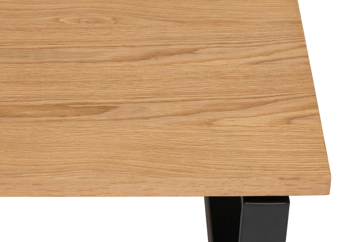 COUCHTISCH Eiche furniert 115/60/42,5 cm rechteckig Naturfarben, Schwarz  - Schwarz/Naturfarben, Design, Holz/Holzwerkstoff (115/60/42,5cm) - MID.YOU