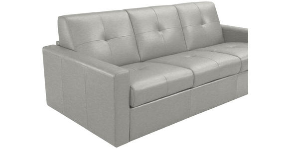 SCHLAFSOFA Bard in Echtleder Grauweiß  - Grauweiß/Schwarz, KONVENTIONELL, Leder/Kunststoff (206/81/96cm) - Novel