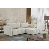 ECKSCHLAFSOFA Flachgewebe Beige  inkl.  - Beige/Schwarz, KONVENTIONELL, Kunststoff/Textil (273/188cm) - Livetastic
