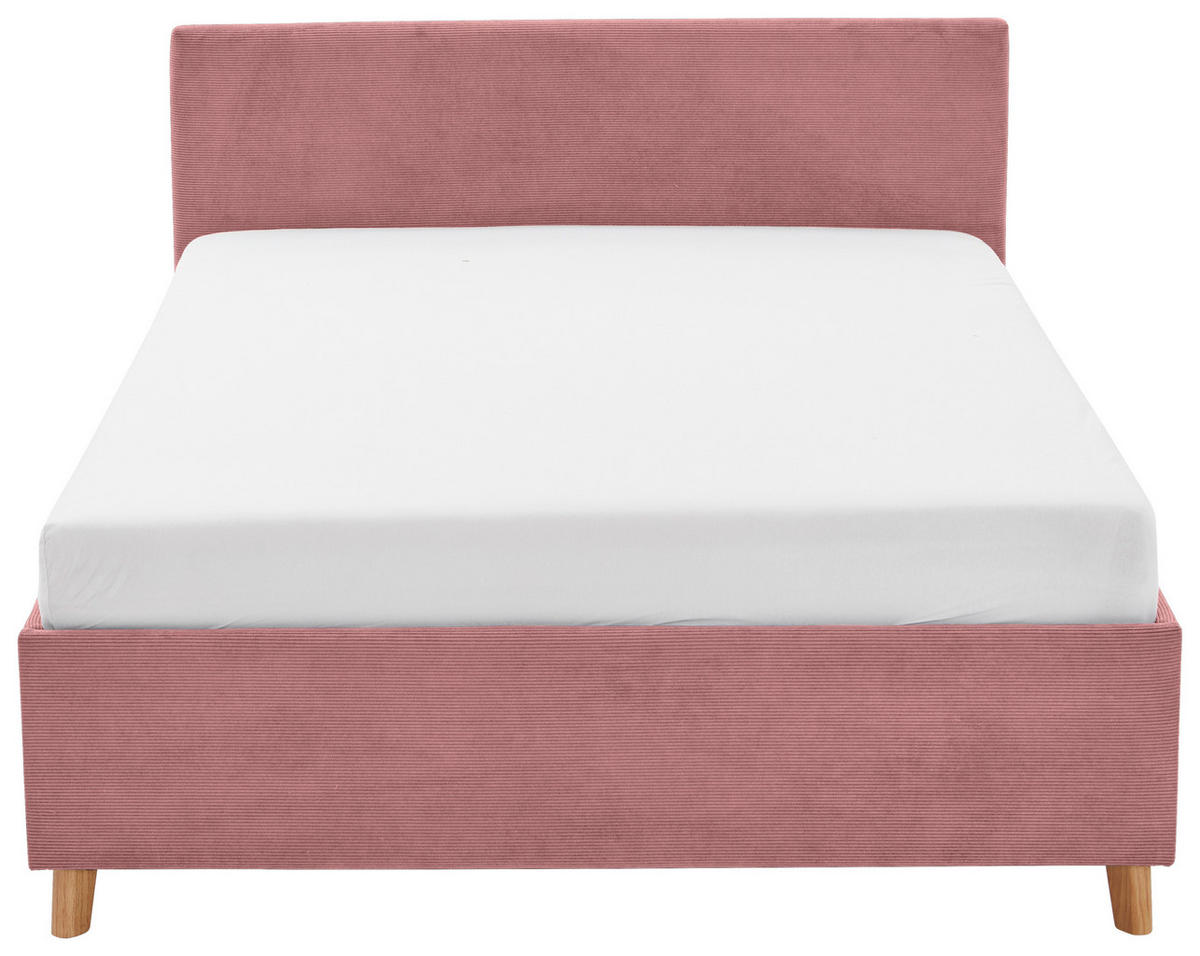 POLSTERBETT 140/200 cm  Rosa  - Eichefarben/Rosa, Konventionell, Holz/Textil (140/200cm) - Stylife