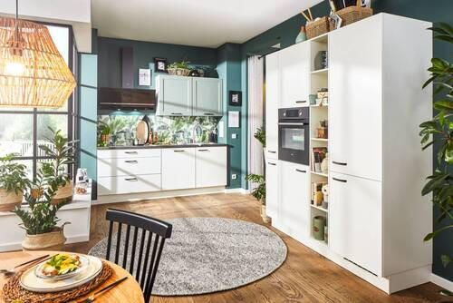 EINBAUKÜCHE   - Weiß/Grün, Design, Holzwerkstoff - Celina