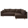ECKSOFA Mikrofaser Graubraun  - Graubraun/Naturfarben, Design, Holz/Textil (231/161cm) - Livetastic