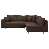 ECKSOFA Ariella Graubraun Mikrofaser  - Graubraun/Naturfarben, Design, Holz/Textil (231/161cm) - Livetastic