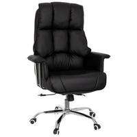 CHEFSESSEL Lederlook Schwarz  - Chromfarben/Schwarz, MODERN, Kunststoff/Textil (75/130/64cm) - MID.YOU