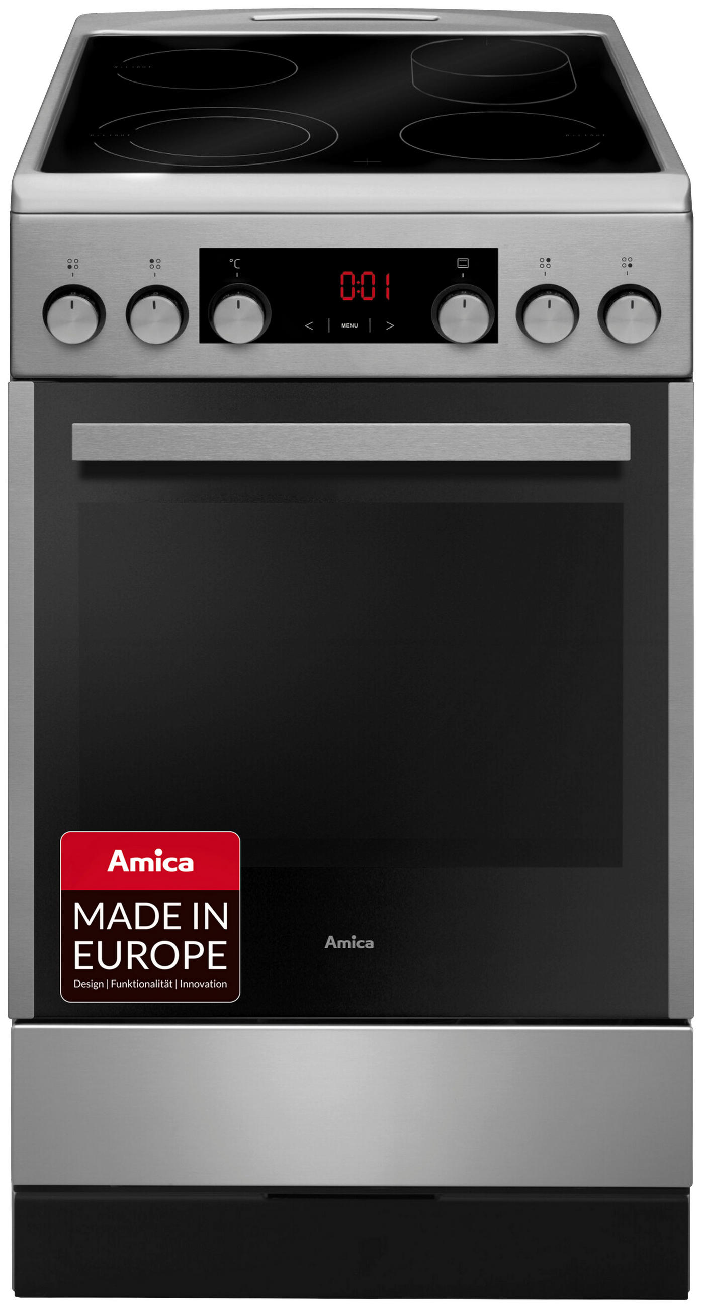 HERD SHC 904 100 E  - Edelstahlfarben/Silberfarben, Basics, Glas/Metall (53,5/97,5/68,0cm) - Amica