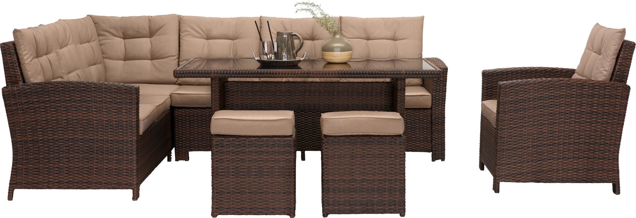 ZAHRADNÍ SADA 22dílné, kov, plast, sklo, textil - hnědá/béžová, Romantický / Rustikální, kov/textil - Ambia Garden