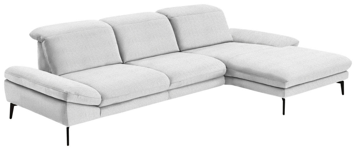 ECKSOFA in Chenille Weiß  319/188 cm  - Schwarz/Weiß, Design, Textil/Metall (319/188cm) - Beldomo System