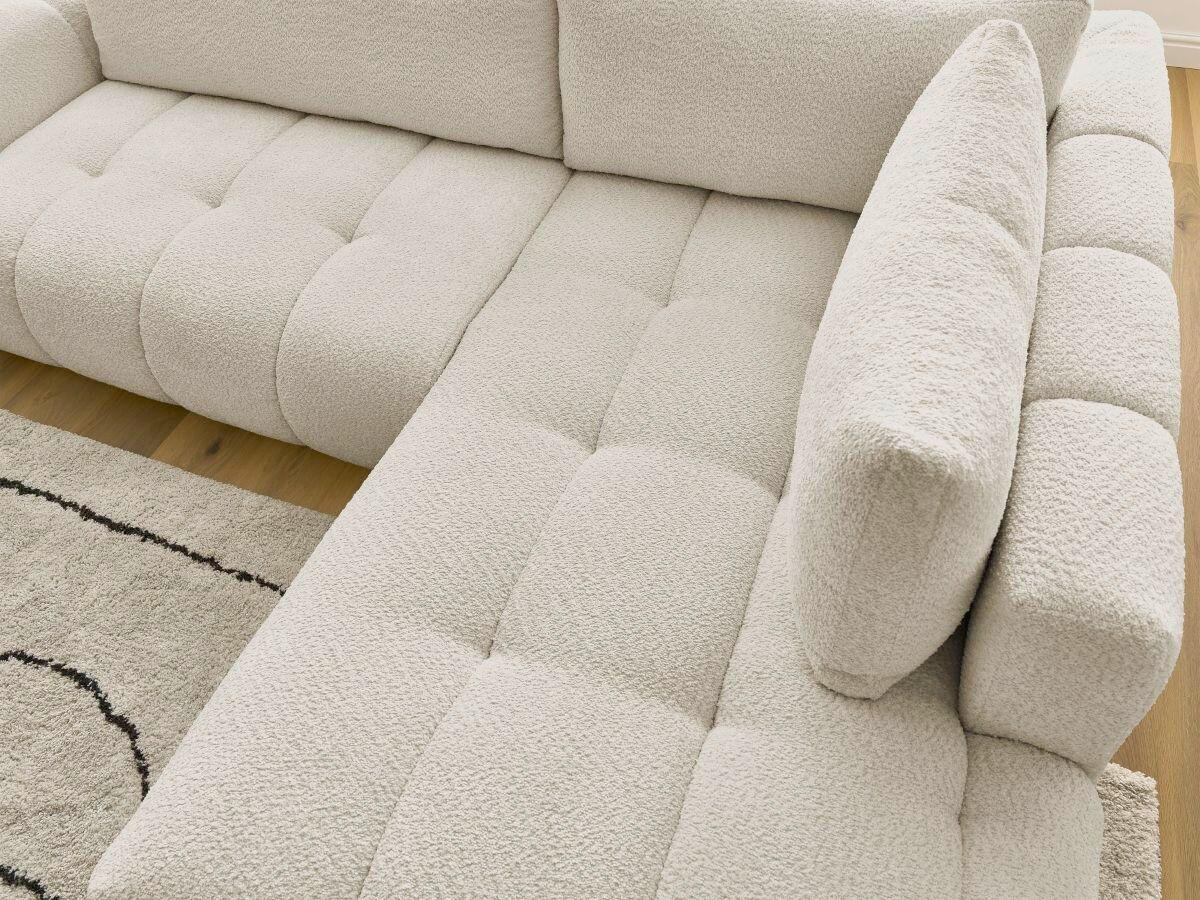 ECKSCHLAFSOFA EVEREST Bouclé Beige  inkl. Rückenkissen, Schlaffunktion  - Beige/Schwarz, MODERN, Kunststoff/Textil (282/204cm)