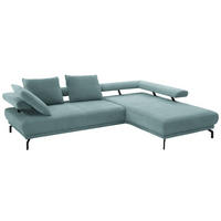 ECKSOFA in Chenille Türkis  - Türkis/Schwarz, Design, Textil/Metall (305/224cm) - Dieter Knoll