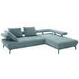 ECKSOFA in Chenille Türkis  305/224 cm  - Türkis/Schwarz, Design, Textil/Metall (305/224cm) - Dieter Knoll