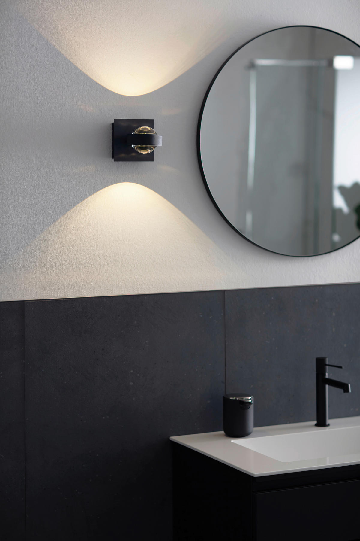 BADEZIMMER-WANDLEUCHTE Lense   - Sandfarben/Schwarz, Design, Metall (12/12cm) - Schöner Wohnen