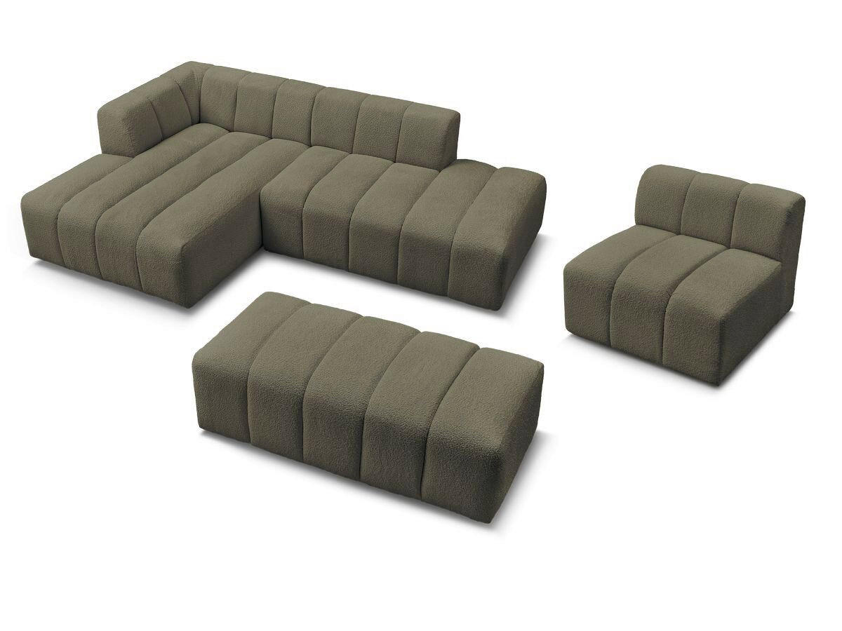 ECKSOFA Ottomane links  ANNECY Grün Bouclé  - Schwarz/Grün, MODERN, Kunststoff/Textil (170/262cm)