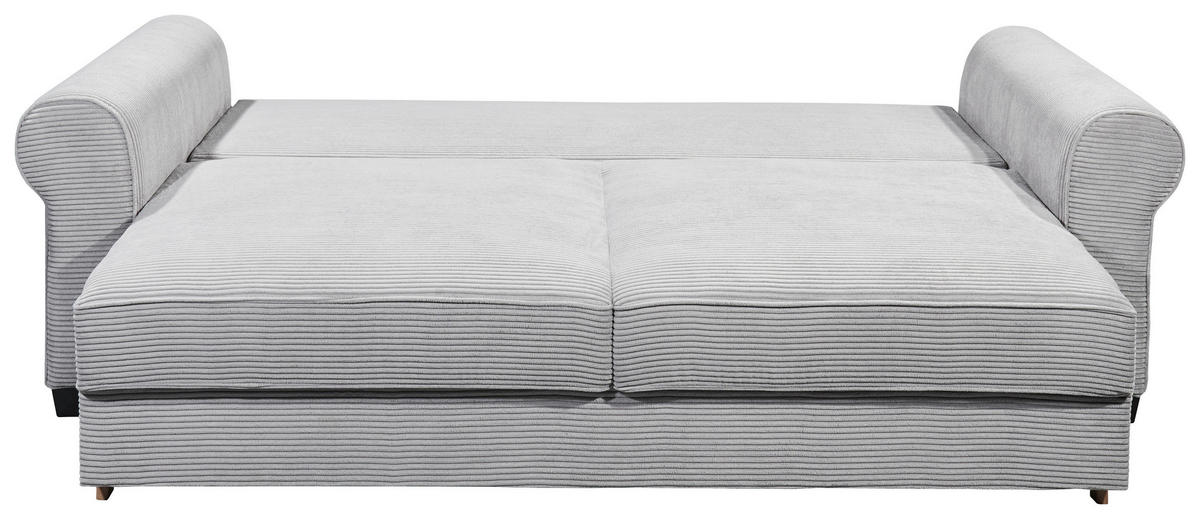 SCHLAFSOFA  mit Schlafen auf Sitzhöhe, Rücken echt Cord Grau  - Schwarz/Grau, Basics, Kunststoff/Textil (250/95/125cm) - MID.YOU