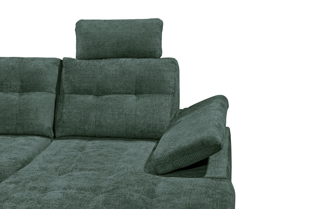 WOHNLANDSCHAFT RONDA Dunkelgrün Webstoff  - Dunkelgrün/Schwarz, Basics, Kunststoff/Textil (218/324/170cm) - Livetastic