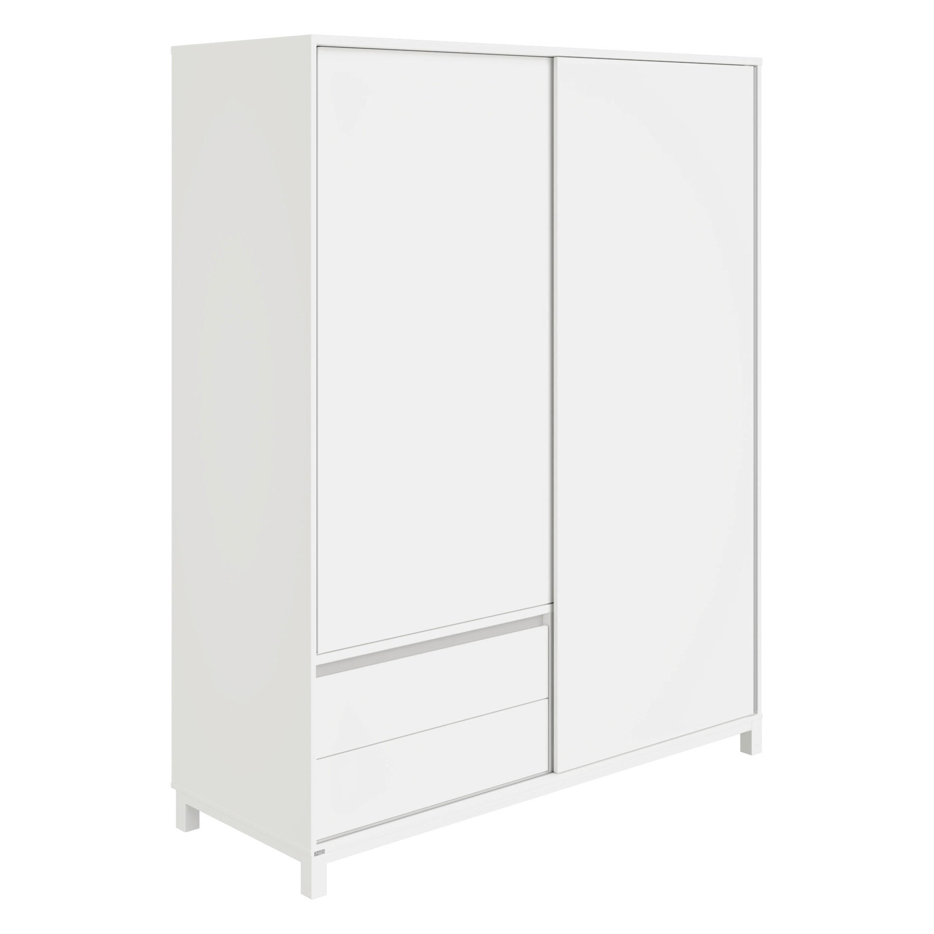 BABYKLEIDERSCHRANK Olli Schiebetürenschrank 2T2S Grau, Weiß  - Weiß/Grau, Basics, Holzwerkstoff (164/204/62cm) - Paidi