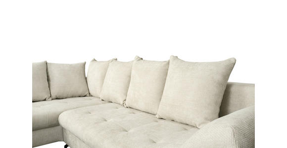 ECKSOFA Perlmutt Struktur  inkl. Rückenkissen, Bettkasten, Schlaffunktion, Rücken echt, Liegefläche im Originalstoff  - Perlmutt/Schwarz, KONVENTIONELL, Textil/Metall (194/274cm) - Carryhome