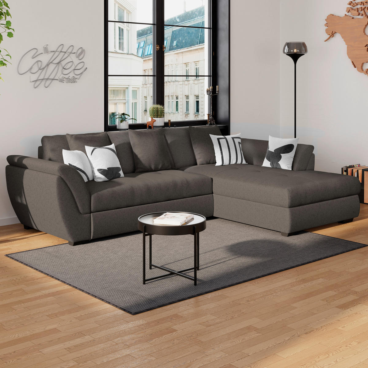 ECKSOFA in Webstoff Braun  - Braun, Design, Kunststoff/Textil (278/187cm) - Livetastic