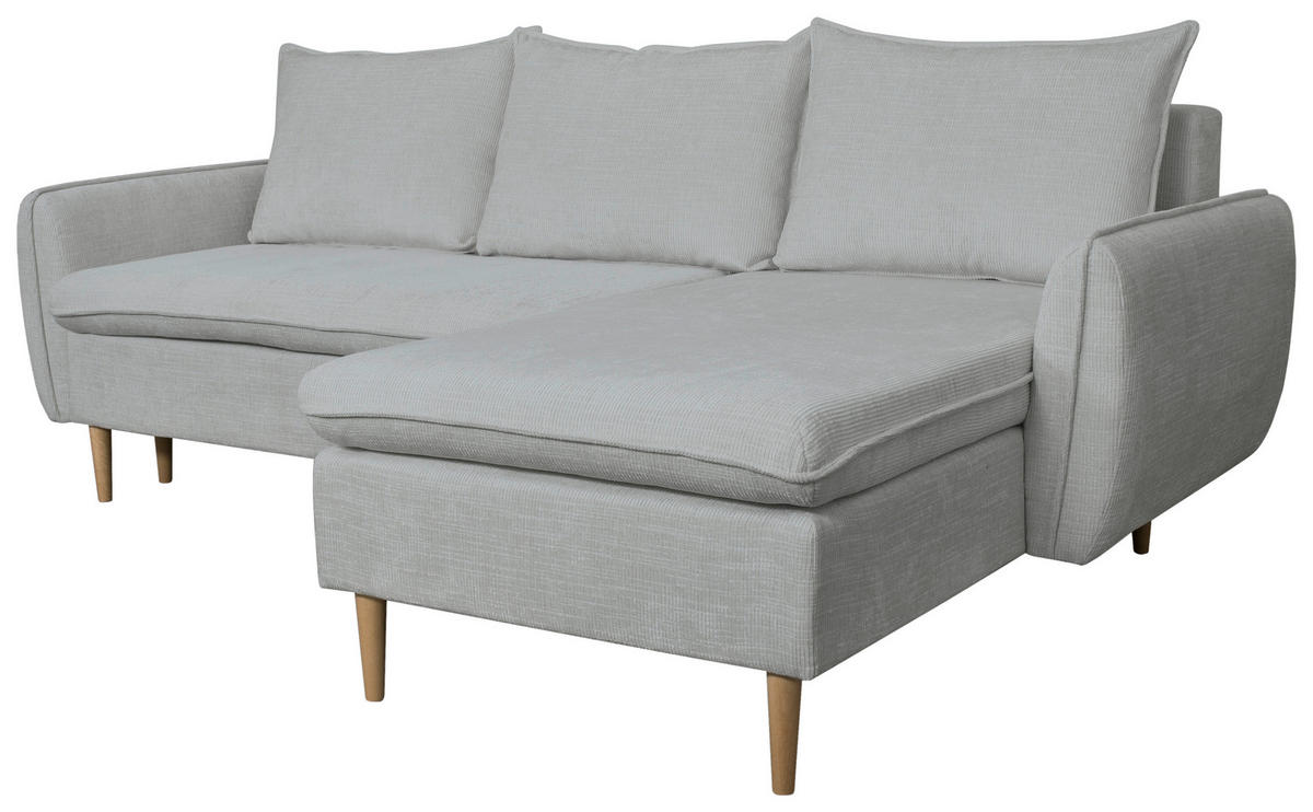 ECKSOFA Grau Chenille  - Buchefarben/Grau, KONVENTIONELL, Holz/Textil (244/163cm) - Carryhome