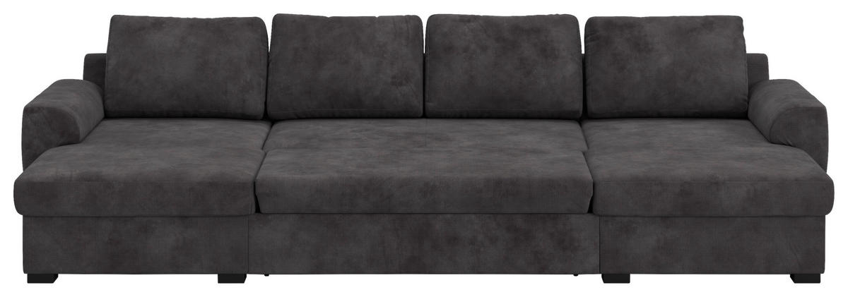 WOHNLANDSCHAFT Schwarz Mikrofaser  - Schwarz, Trend, Kunststoff/Textil (154/327/86cm) - MID.YOU