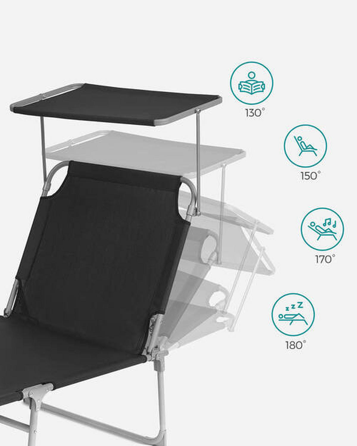 OPALOVACÍ LEHÁTKO kov, textil - černá, Basics, kov/textil (53/29,5/193cm) - Modante