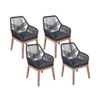 GARTENSTUHL-SET Holz, Textil Braun, Grau  - Braun/Grau, Basics, Holz/Textil (60/84/68cm) - Gardenson