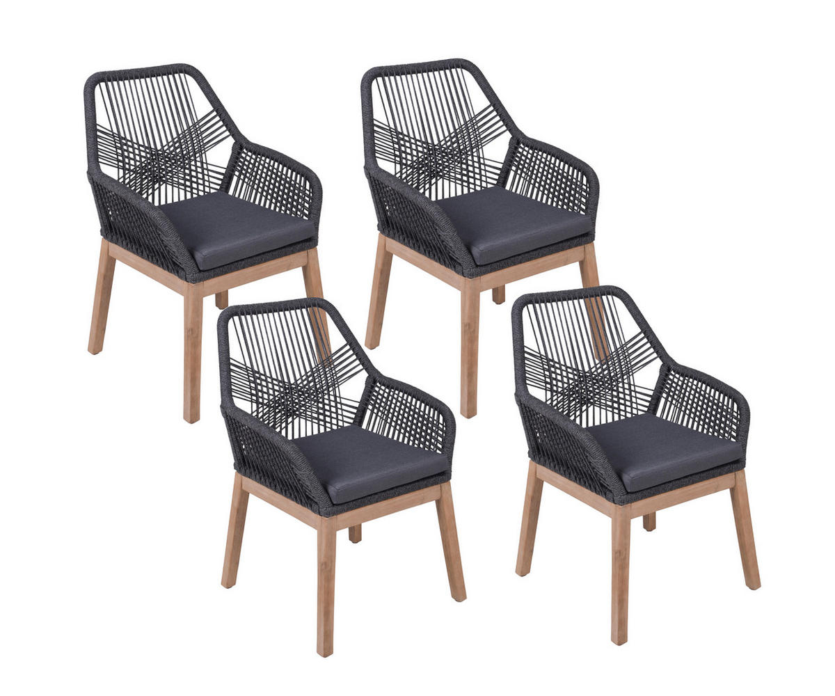 GARTENSTUHL-SET Holz, Textil Braun, Grau  - Braun/Grau, Basics, Holz/Textil (60/84/68cm) - Gardenson