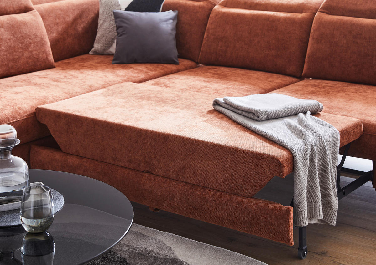 HÖRNSOFFA i velour rostfärgad  - svart/rostfärgad, Design, metall/textil (213/295cm) - Best Price