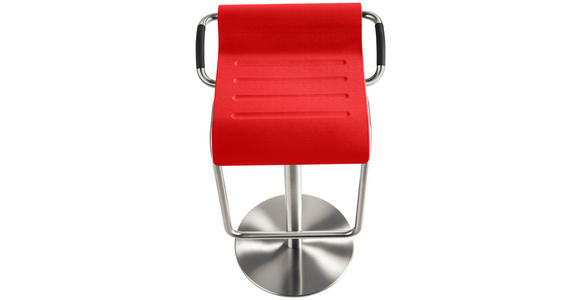 BARHOCKER in Rot, Chromfarben  - Chromfarben/Rot, Design, Kunststoff/Metall (47/70-97/42cm) - Novel