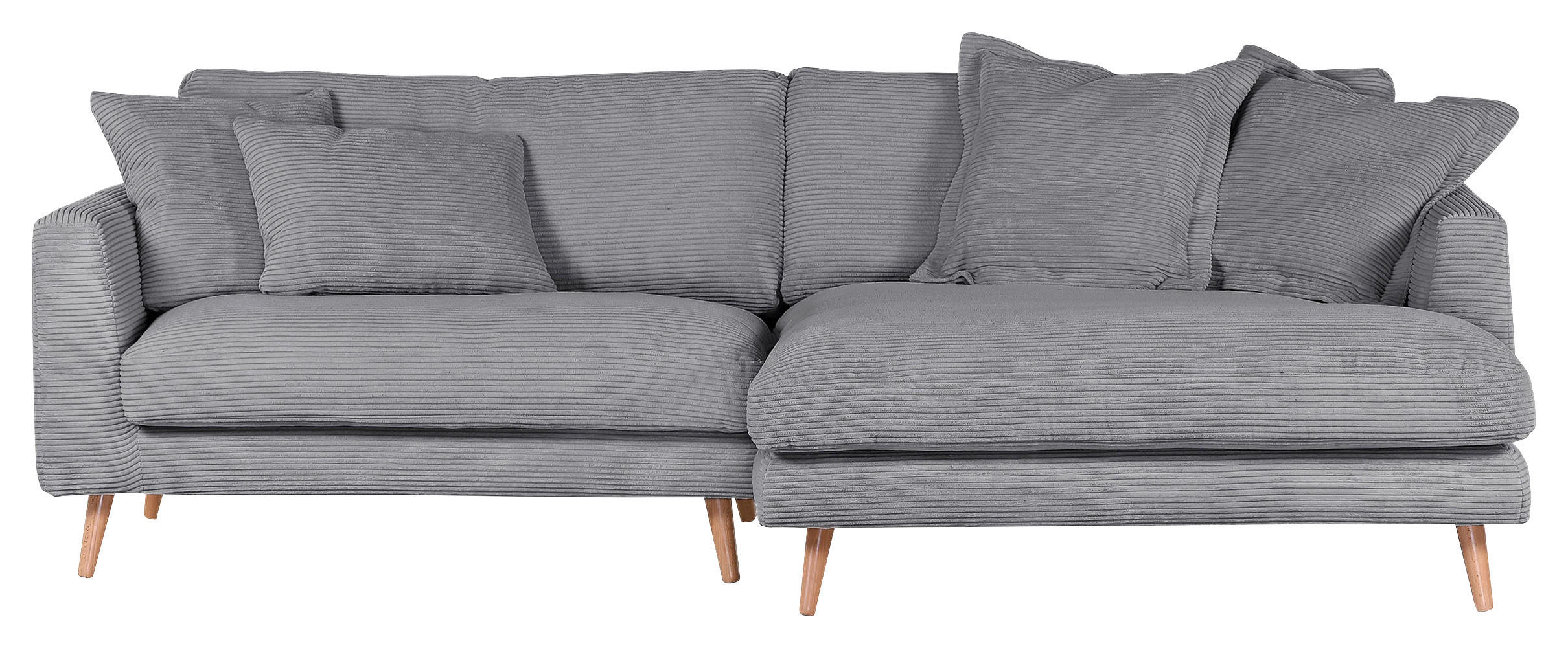 ECKSOFA in Cord Grau  - Naturfarben/Grau, Romantik / Landhaus, Holz/Textil (270/140cm) - Landscape