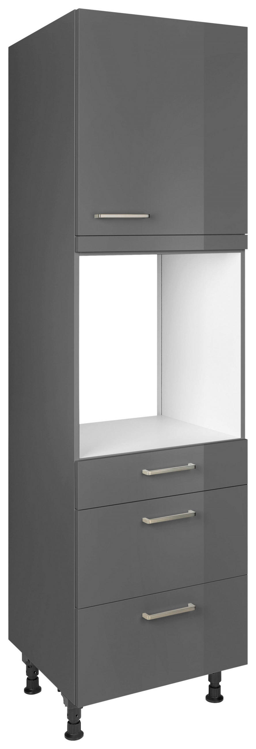 GERÄTEUMBAUSCHRANK 60/216,6/58 cm  in Schieferfarben  - Schieferfarben/Edelstahlfarben, MODERN, Holzwerkstoff/Metall (60/216,6/58cm) - Nobilia