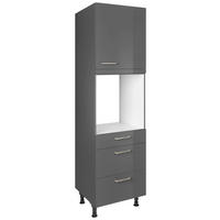 GERÄTEUMBAUSCHRANK 60/216,6/58 cm  in Schieferfarben  - Schieferfarben/Edelstahlfarben, MODERN, Holzwerkstoff/Metall (60/216,6/58cm) - Nobilia