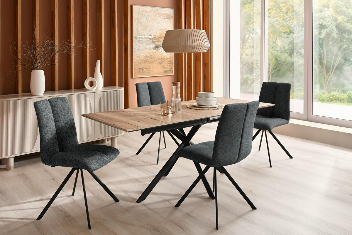 STUHL  Stoffauswahl Webstoff  - Anthrazit/Schwarz, Design, Textil/Metall (50/92/64cm) - Venjakob