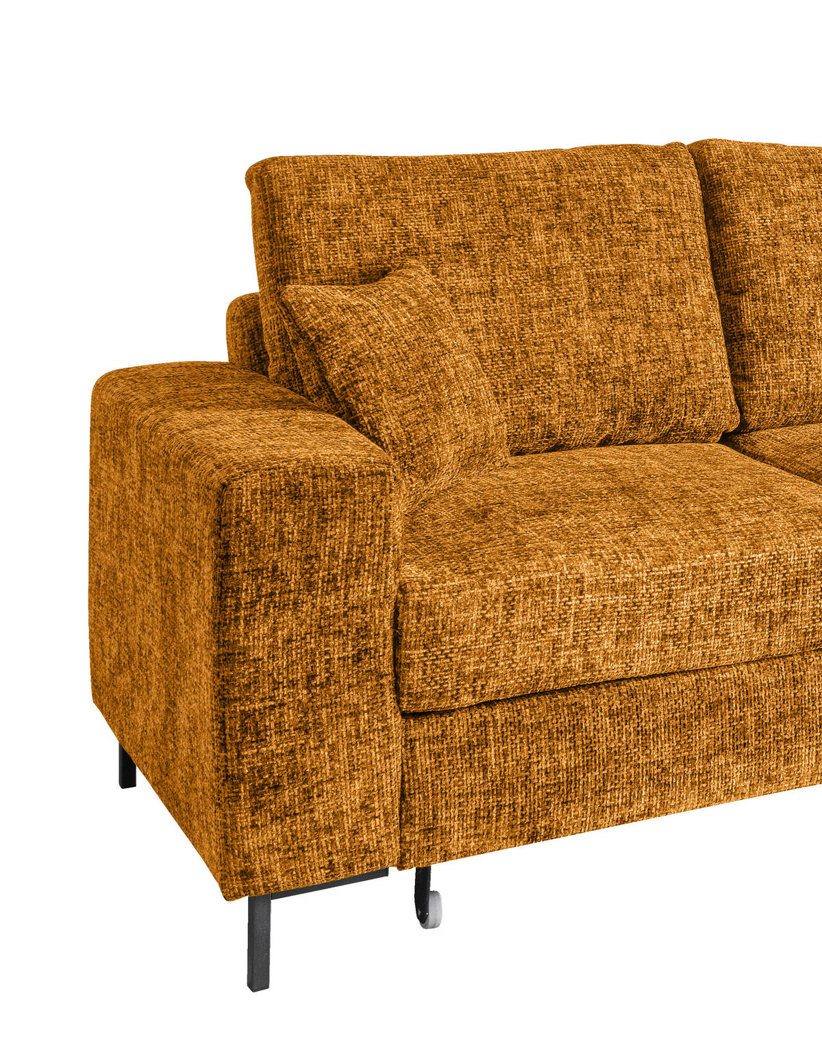 ECKSCHLAFSOFA  mit Rücken echt Struktur Goldfarben  - Goldfarben/Schwarz, KONVENTIONELL, Textil/Metall (237/143cm) - Livetastic