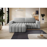 ECKSOFA BONETT in Samt Hellgrau  175/250 cm  - Hellgrau/Schwarz, Design, Kunststoff/Textil (175/250cm) - MID.YOU
