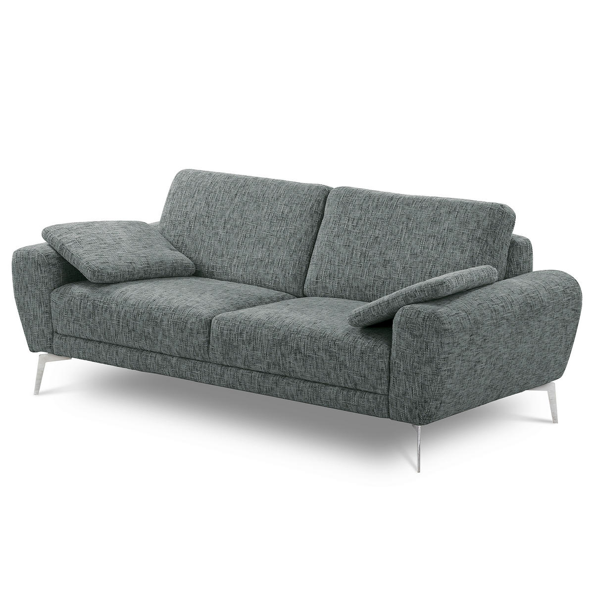 3-SITZER-SOFA SPRING in Webstoff Anthrazit Modern  - Chromfarben/Anthrazit, Design, Textil/Metall (187/85/92cm) - Livetastic